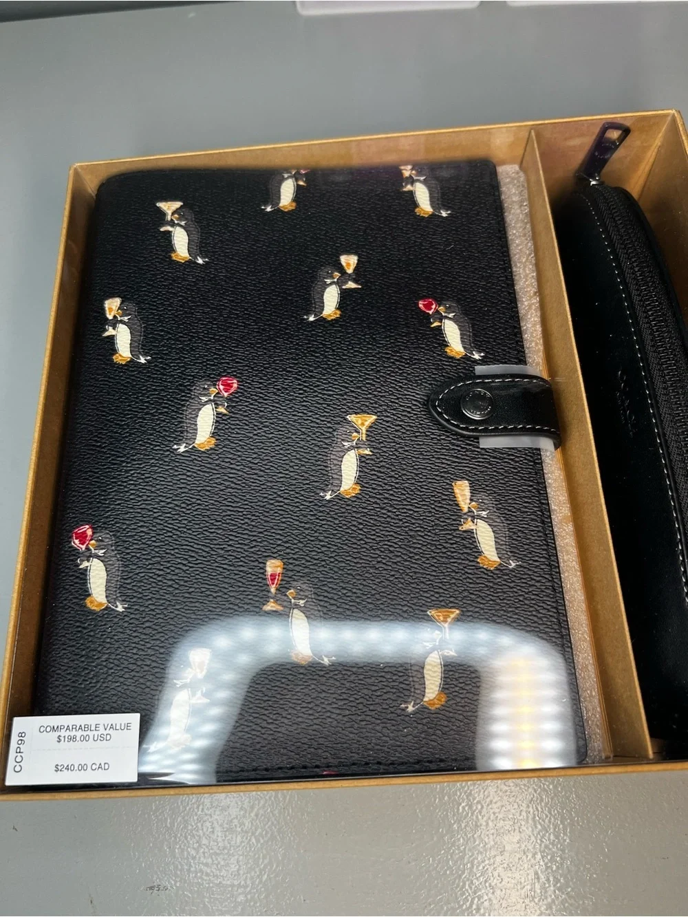 Coach Boxed Notebook And Pencil Case Set With Penguin Print